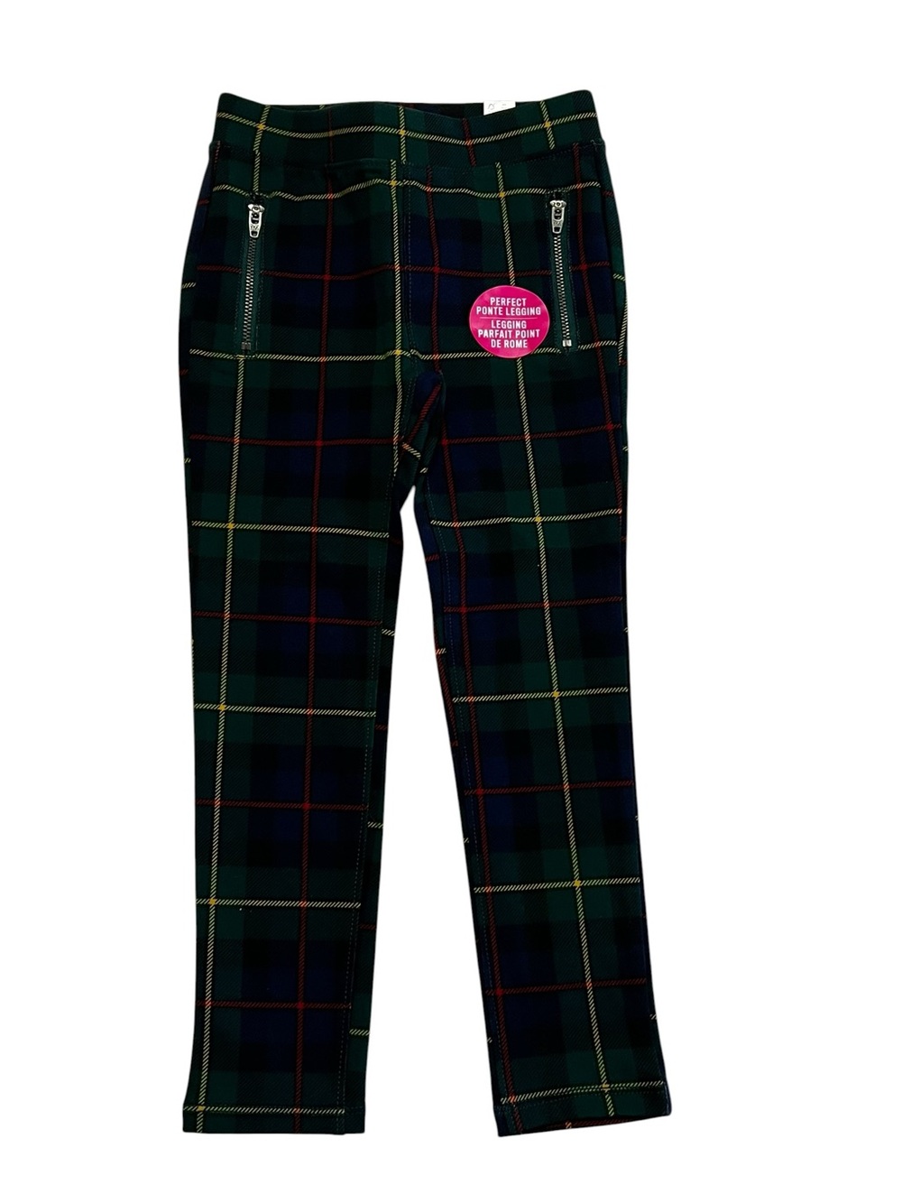 The Children's Place Green and Navy Plaid‎ Ponte Leggings Girls 5 Y